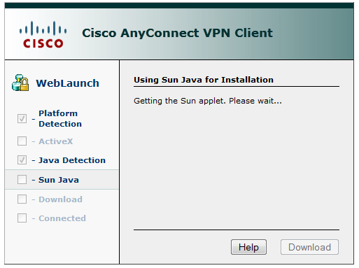 Start der Installation des Cisco Anyconnect Clients