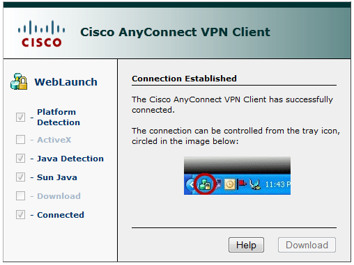 Cisco Anyconnect Client gestartet